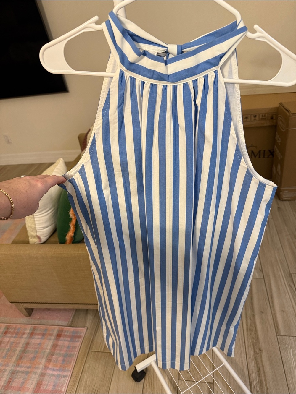 Jcrew Blue and White Striped Halter Neck Women's dress